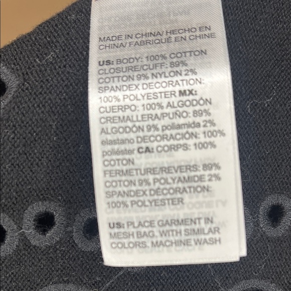 Chico's Black Open-Front Cardigan with Cutout Eyelet Design - Picture 3 of 6